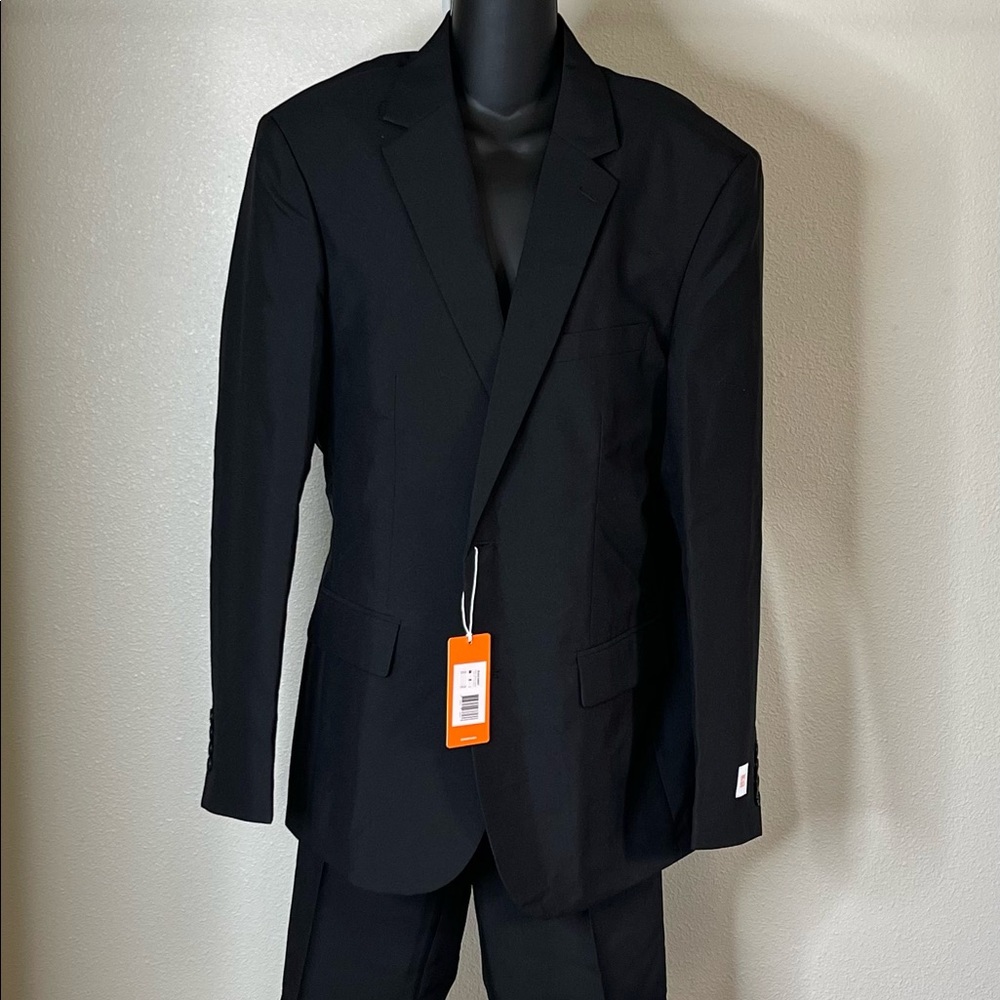 Opposuits ‘Black Knight’ Trim Two-Piece Suit, Mens, Black, Size 40